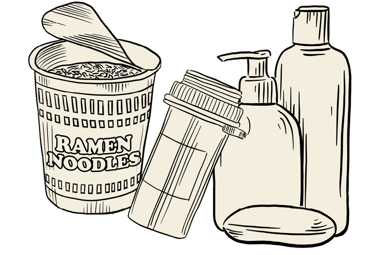 Illustration of commissary items
